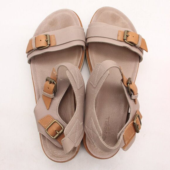 Merrel Roam Women's 10 Buckle Ankle Strap Gray Brown Leather Sandals - Picture 9 of 9